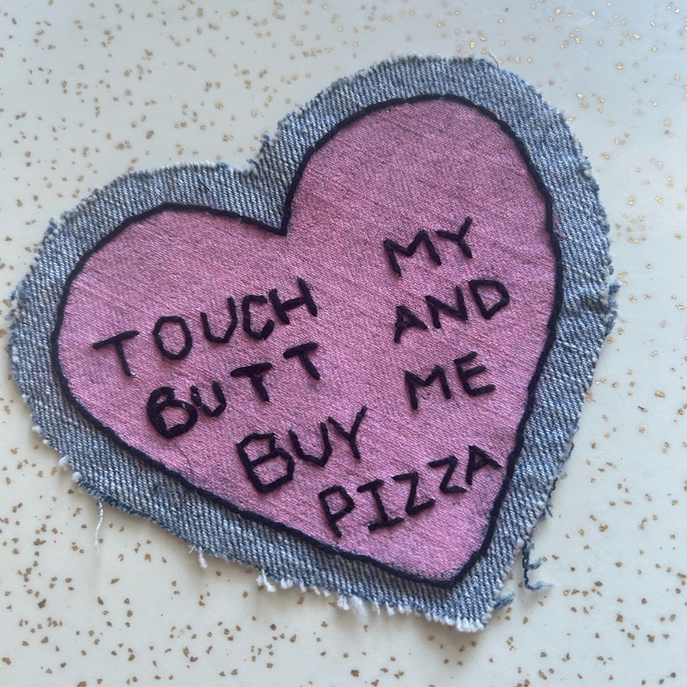 Pink Heart Denim Patch